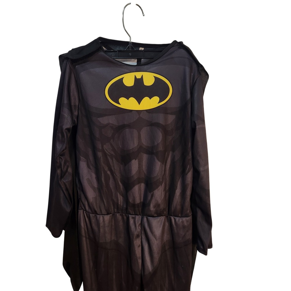 Kids Batman Costume Jumpsuit Cape Black Yellow Superhero Halloween Size S